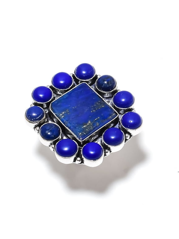 Natural Lapis Lazuli Gemstone Handmade 925 Sterling Silver Ring Size 7