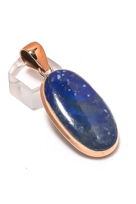 Natural Lapis Lazuli Gemstone Handmade Copper Jewelry Pendant 2.21"