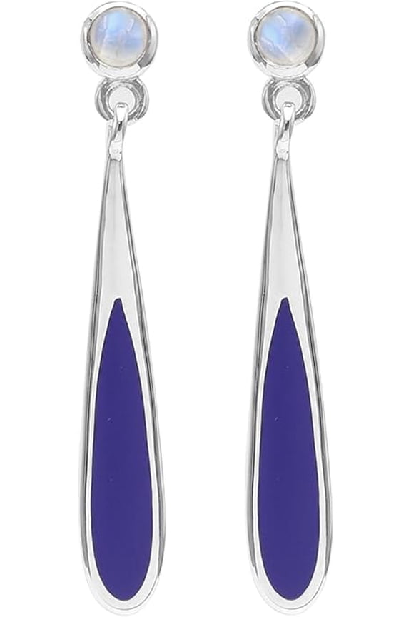 Natural Lapis Lazuli Gemstone Long Dangle Earring 925 Solid Sterling Silver Drop Hanging Earring for Woman