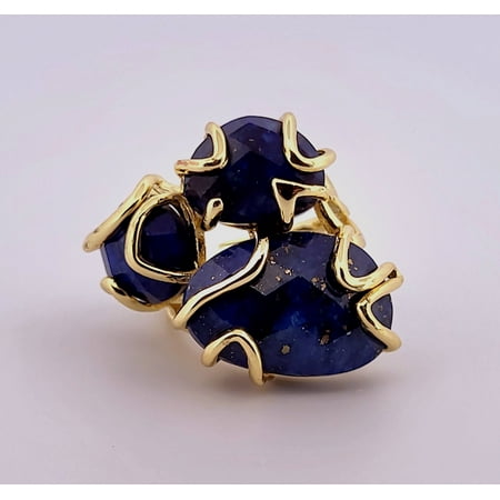 Natural Lapis Lazuli Gold Adjustable Ring NLLGAR2