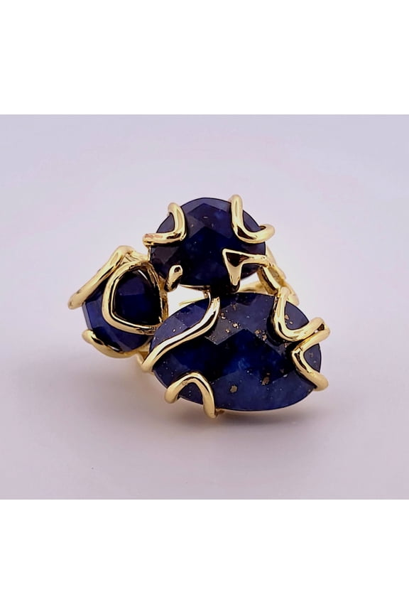 Natural Lapis Lazuli Gold Adjustable Ring NLLGAR2