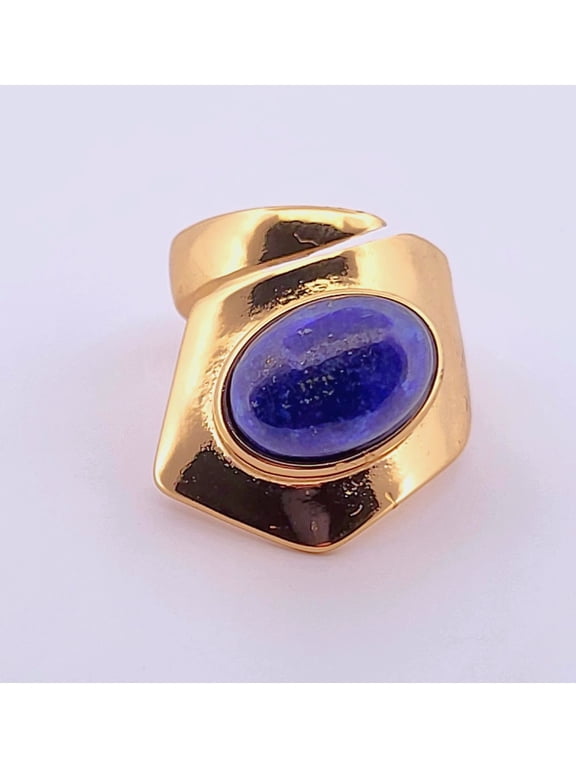 Natural Lapis Lazuli Gold Adjustable Ring NLLGAR3