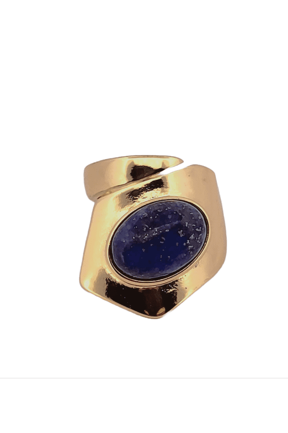 Natural Lapis Lazuli Gold Adjustable Ring NLLGAR4