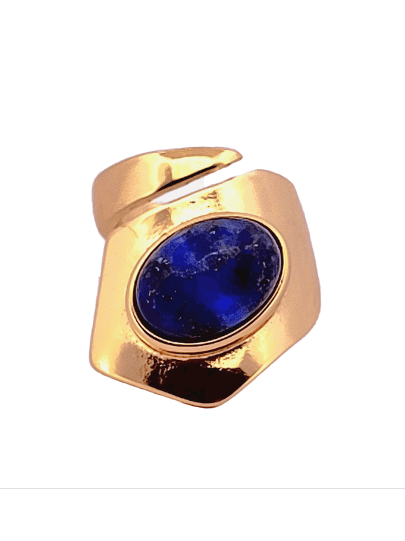 Natural Lapis Lazuli Gold Adjustable Ring NLLGAR5