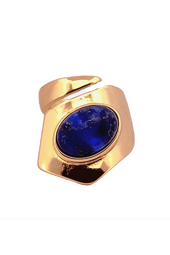 Natural Lapis Lazuli Gold Adjustable Ring NLLGAR5
