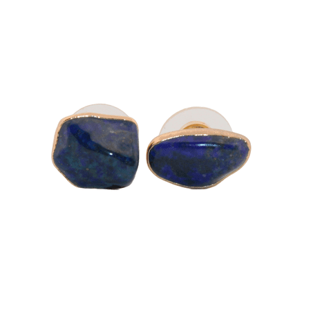 Natural Lapis Lazuli Gold Stud Earrings NLLGSE8