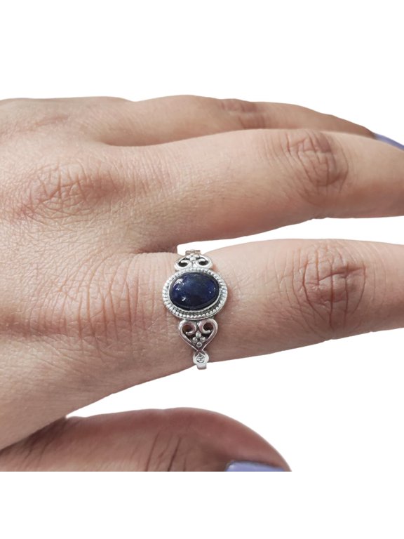 Natural Lapis Lazuli Ring, Afghani Lapis Lazuli Gemstone Ring, Tiny Bohemian Ring, 925 Sterling Silver, Designer Womens Ring, Christmas Thanksgiving, Handmade Statement Jewelry, Natural Lapis