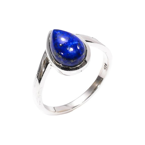 Natural Lapis Lazuli Ring Blue Stone 925 Sterling Silver Boho Rings Gift Jewelry