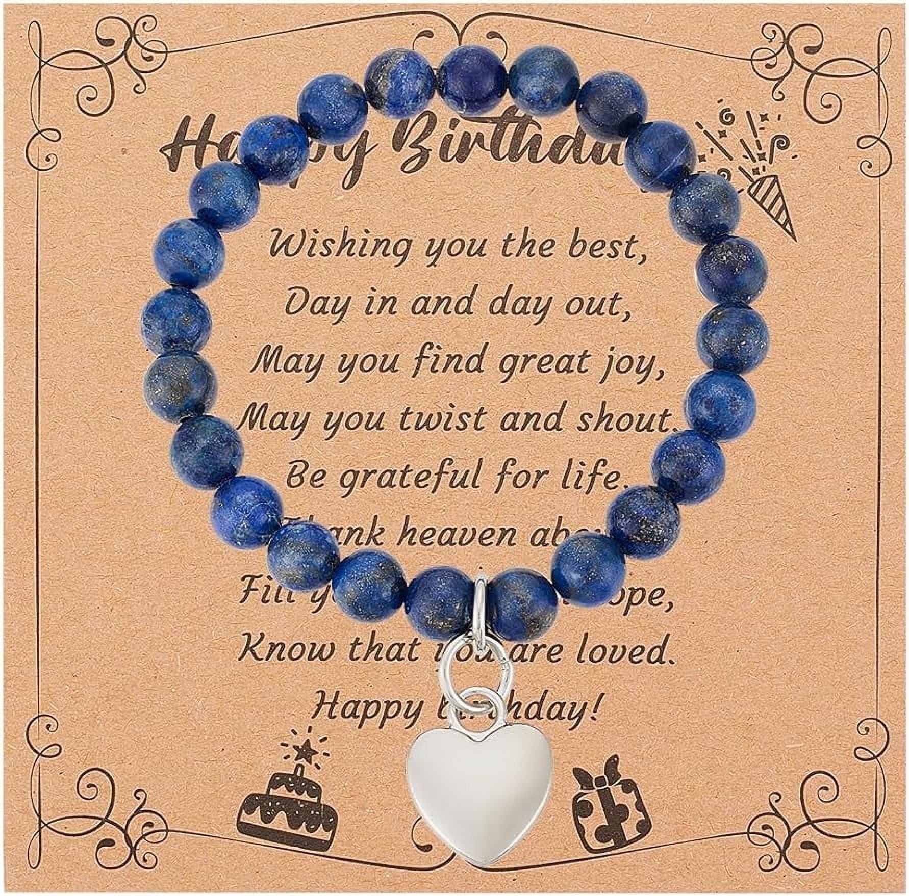 Butterfly Natural Stone Stretch Bracelet - Inspirational Encouragement Gift With Message Card