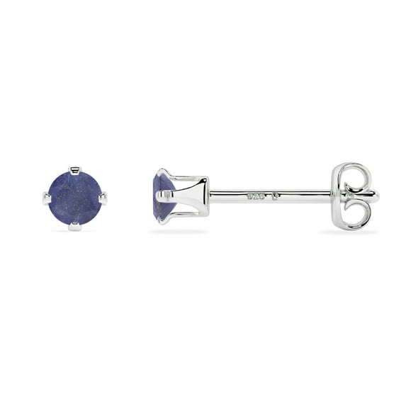 Natural Lapis Lazuli Round Shape Stud Earrings in Sterling Silver for Women, September Birthstone Jewelry for Her Birthday, Wedding Anniversary, Christmas, Mothers Day