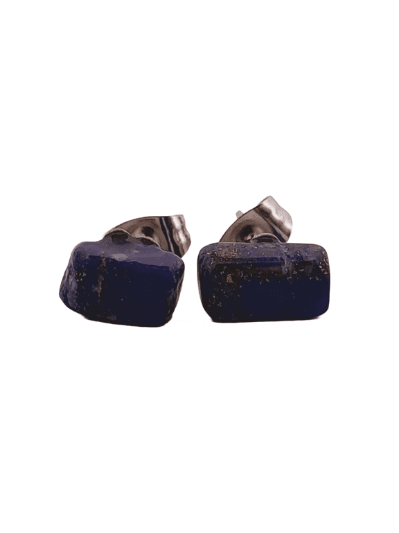 Natural Lapis Lazuli Silver Stud Earrings