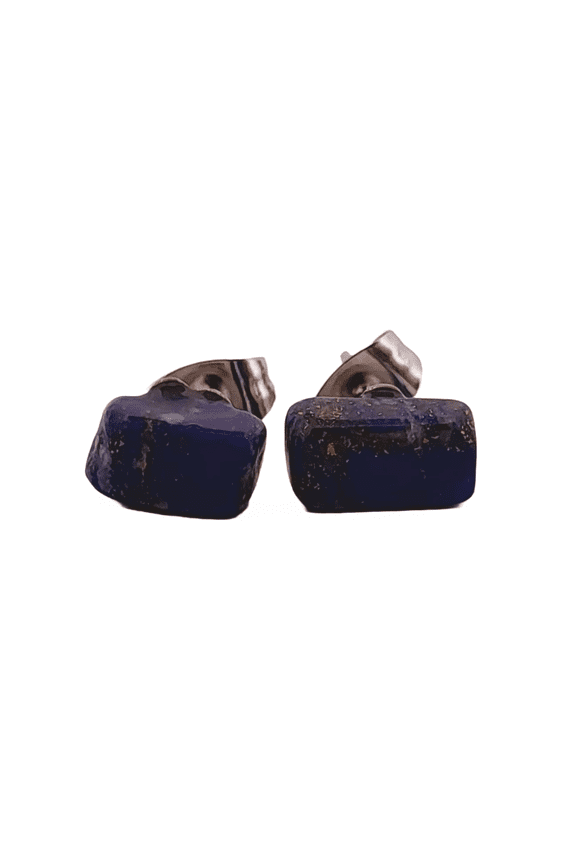 Natural Lapis Lazuli Silver Stud Earrings