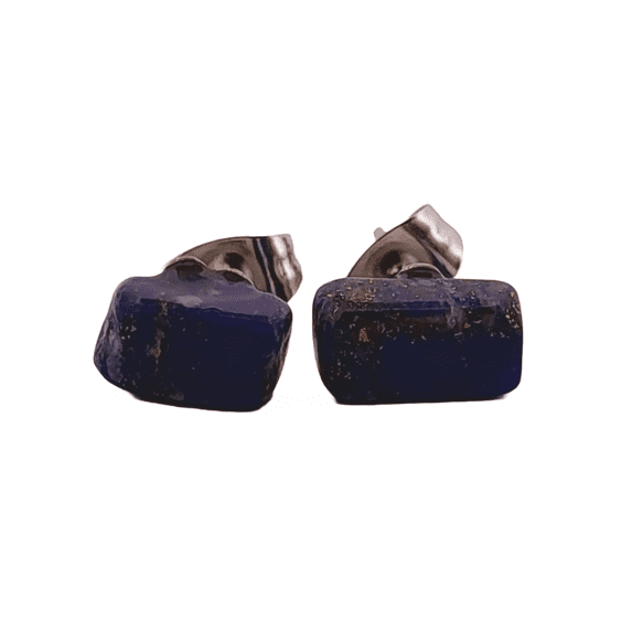 Natural Lapis Lazuli Silver Stud Earrings