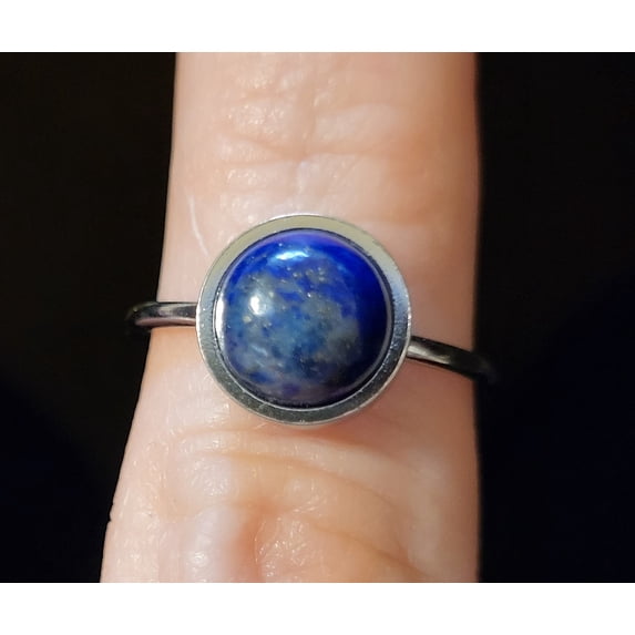 Natural Lapis Lazuli Stainless Steel Adjustable Ring NLLSSAR2