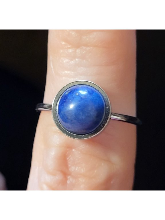 Natural Lapis Lazuli Stainless Steel Adjustable Ring NLLSSAR