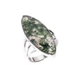 thumbnail image 1 of Natural Large Green Moss Agate Gemstone 925 Sterling Silver Statement Ring Gift Jewelry, 1 of 5