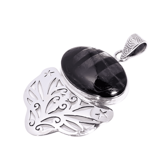 Natural Large Hypersthene Gemstone 925 Sterling Silver Unique Design Statement Pendant Gift Jewelry