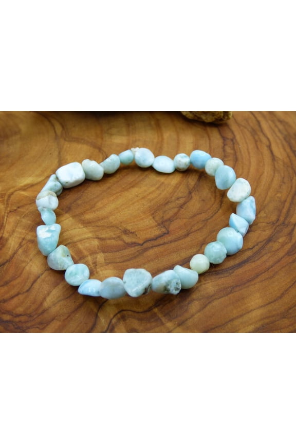 Natural Larimar 5-7mm Tumble Shape Smooth Cut Beads Stretchable Bracelet for Men & Women.