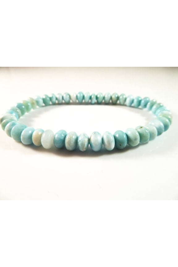 Natural Larimar 6mm Rondelle Shape Smooth Cut Beads Stretchable Bracelet for Men & Women.