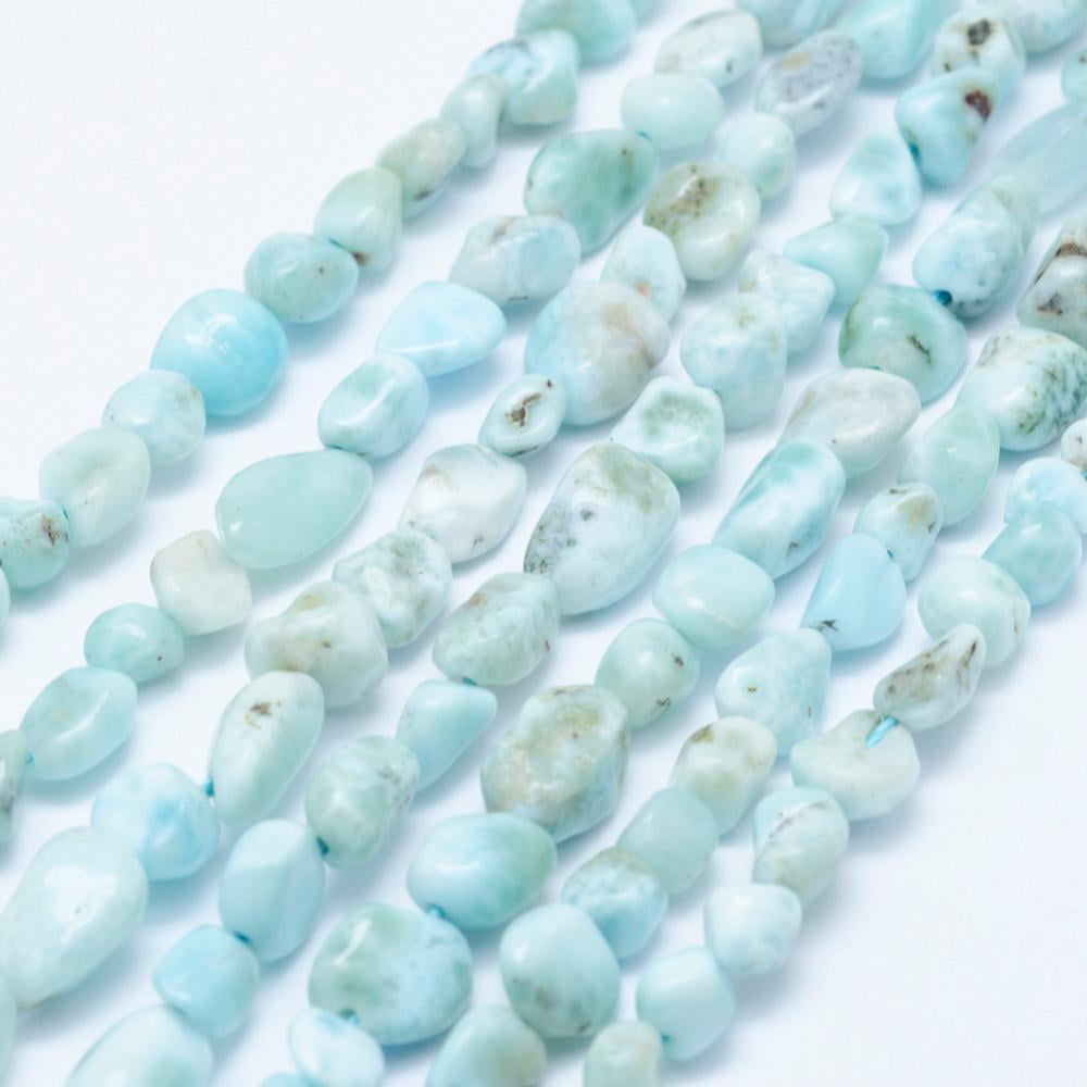Natural Larimar Beads Strands Tumbled Stone 5~11x5~7mm Hole: 1mm 15.3 inch~15.7 inch(39~40cm)