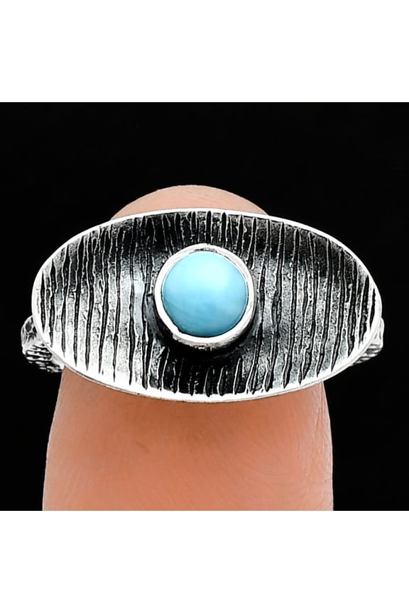 Natural Larimar (Dominican Republic) 925 Sterling Silver Ring s.8 Jewelry R-1573 SDR244271