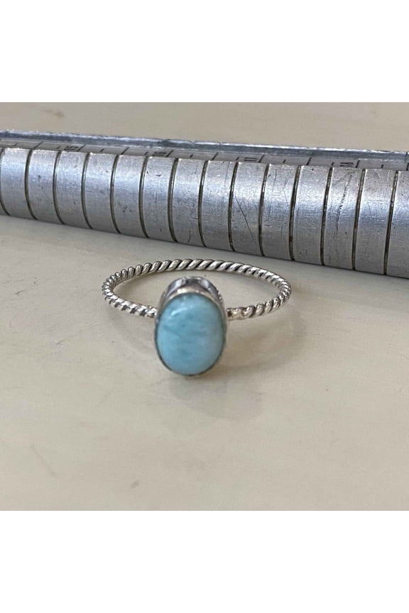 Natural Larimar Gemstone ring Silver