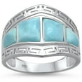 thumbnail image 1 of Natural Larimar Greek Key Edges Ring Sterling Silver Size 7, 1 of 3