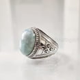 thumbnail image 1 of Natural Larimar Mens Ring, Dominican Larimar Ring, Birthstone Ring, Silver Jewelry, 925 Silver Ring, Gift, Heavy Mens Ring, Arabic Design, Ottoman Style Ring, Christmas, Turkey Mens Signet Ring, 1 of 5