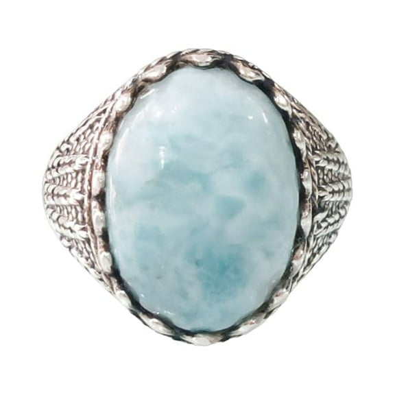 Natural Larimar Mens Ring, Dominican Larimar Ring, Birthstone Ring, Silver Jewelry, 925 Silver Ring, Gift, Heavy Mens Ring, Arabic Design, Ottoman Style Ring, Christmas, Turkey Mens Signet Ring