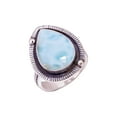 thumbnail image 1 of Natural Larimar / Pactolite - Dominican Republic Gemstone 925 Sterling Silver Ring V11846, Statement Ring, Blue Ring, Pear Ring, Gift For Her, Larimar, 1 of 4