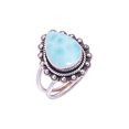 thumbnail image 1 of Natural Larimar / Pactolite - Dominican Republic Gemstone 925 Sterling Silver Ring V9476, Statement Ring, Blue Ring, Pear Ring, Gift For Her, Larimar, 1 of 4