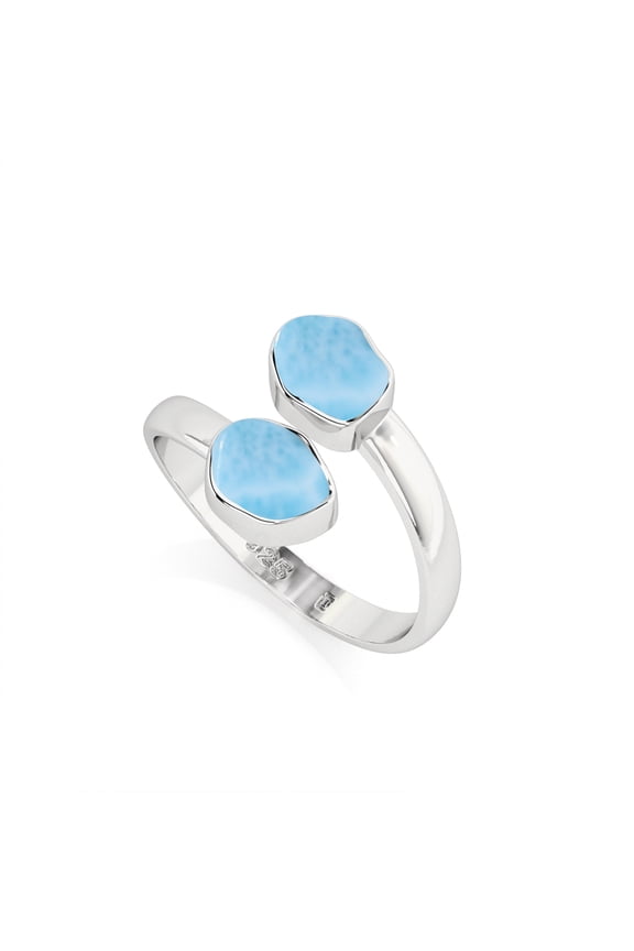 Natural Larimar Rough Shape Rings in Sterling Silver for Women, Special Birthstone Jewelry for Her Birthday, Wedding Anniversary, Christmas, Mothers Day
