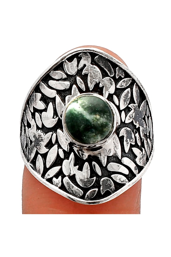 Natural Larsonite Jasper 925 Sterling Silver Ring s.7.5 Jewelry R-1370 SDR228685