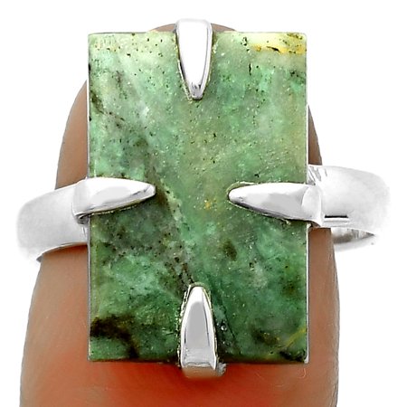 Natural Larsonite Jasper 925 Sterling Silver Ring s.8.5 Jewelry R-1305 SDR172387