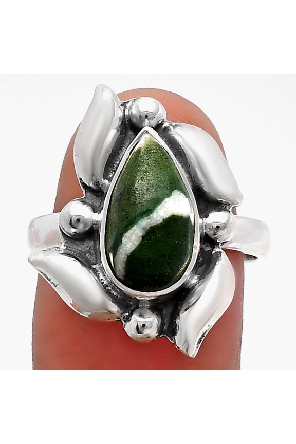 Natural Larsonite Jasper 925 Sterling Silver Ring s.8 Jewelry R-1125 SDR229486