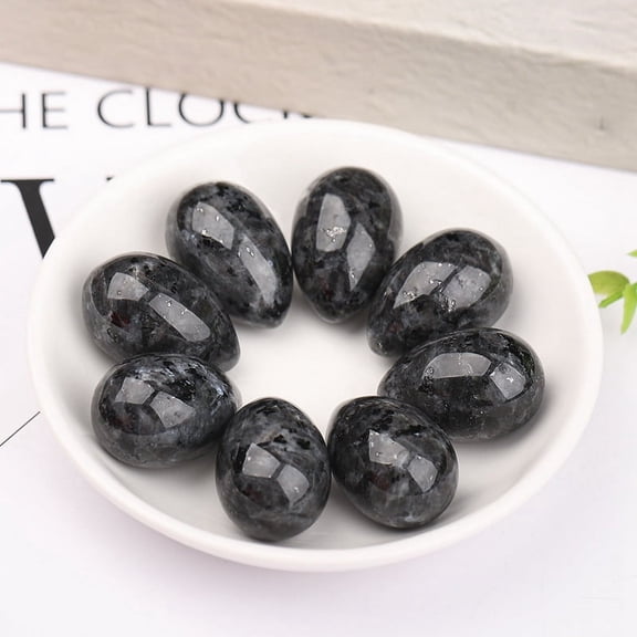Natural Larvikite Egg Figurines Statues for Home Office Desktop Decoration 30x20mm