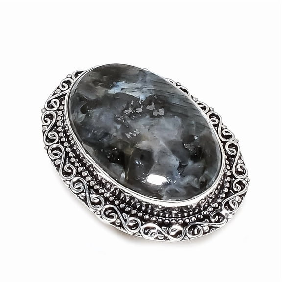 Natural Larvikite Gemstone 925 Sterling Silver Jewelry Ring Size 7.5