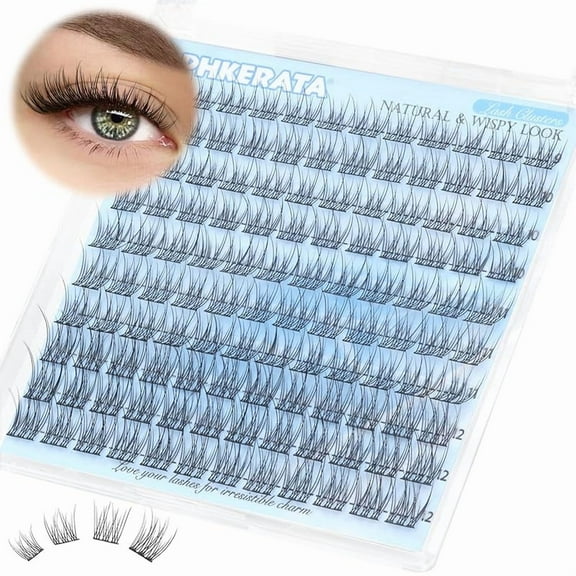 Natural Lash Clusters Wispy Eyelash Clusters 110 pcs Cluster Eyelash Extensions C Curvature Individual Lashes 10-16 mm Mix Length Natural Look Lashes Clusters with Thin Lash Band