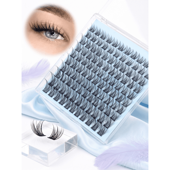 Natural Lash Clusters Wispy Eyelash Clusters 110Pcs Cluster Eyelash Extensions C Curl Individual Lashes 10-16MM Mix Length Natural Look Lashes Clusters with Thin Lash Band, Black
