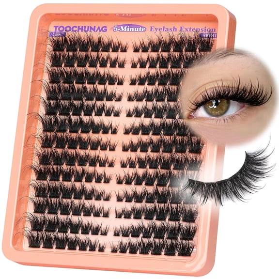Natural Lash Clusters Wispy Eyelash Clusters C Curl Left&Right Cluster Eyelashes Extensions 180pcs Cluster Lashes DIY Individual Lash Extension Thin Band Cat Eye Lashes