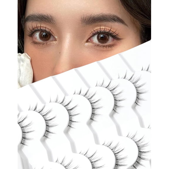 Natural Lashes That Look Like Extensions Strip Lashes Natural Look Thin Band Wispy Eyelashes 13mm Cat Eye False Eyelashes Foxy Eye Lashes 12 mm 7 Pairs S10