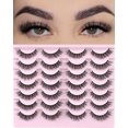 thumbnail image 1 of Natural Lashes Short Eyelashes Wispy False Mink Lash Pack 14 Pair Natural Look Fluffy Cat Eye Strip Eyelash Small Fake Lashes Full Sets for and Beginners (F1 | 8-14mm), 1 of 5