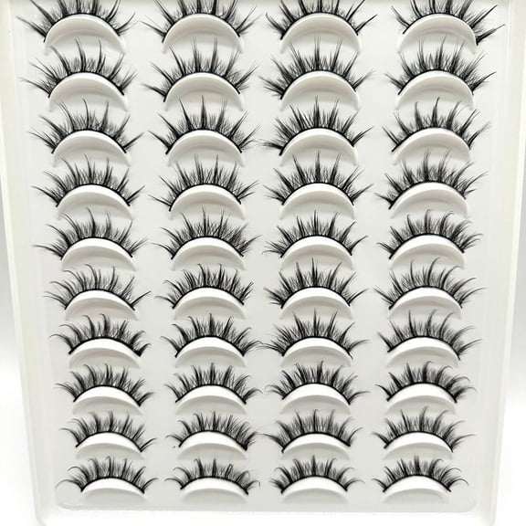 Natural Lashes Short Eyelashes Wispy False Mink Lash Pack 20 Pair Natural Look Fluffy Cat Eye Strip Eyelash Small Fake Lashes Full Pestañas Sets for MUA and Beginners Daily Makeup