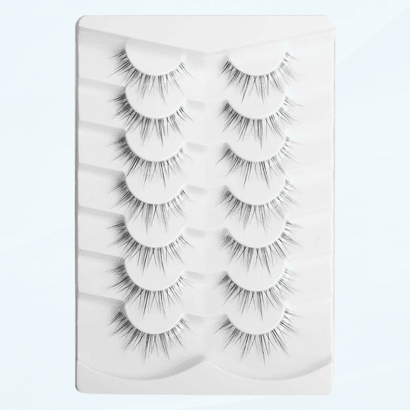 Natural Lashes Short False Eyelashes Light Volume Clear Band Lashes Pack Fake Eyelashes 7 Pairs Multipack