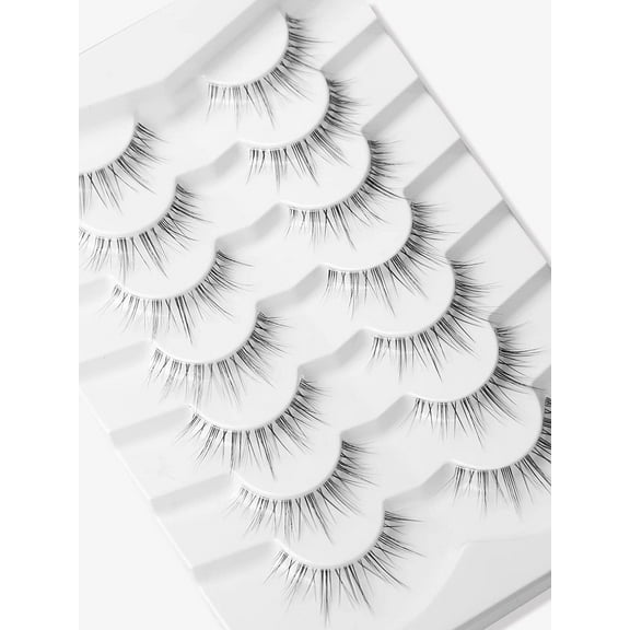 Natural Lashes Short False Eyelashes Light Volume Clear Band Lashes Pack Fake Eyelashes 7 Pairs Multipack