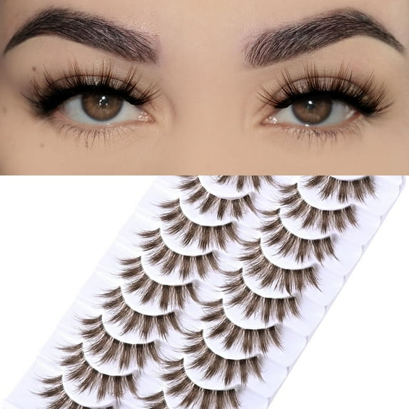 Natural Lashes Short False Eyelashes Wispy Mink Eye Lash Fluffy Wispies Eyelash Natural Look 10 Pairs Fake Lashes Pack Volume Lash Strips Pestañas