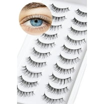 Natural Lashes Wispy Eyelashes Natural Look Short Lashes Pack 12mm Eyelashes C Curl False Lashes Thinner Band 3D Volume Fake Eyelashes 7 Pair Siligli