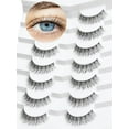 thumbnail image 1 of Natural Lashes Wispy Eyelashes Natural Look Short Lashes Pack 12mm Eyelashes C Curl False Lashes Thinner Band 3D Volume Fake Eyelashes 7 Pair Siligli, 1 of 14