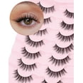 thumbnail image 1 of Natural Lashes Wispy Lashes Natural Look False Eyelashes Natural Flared Eyelashes False Eye Lashes Soft Fluffy Lashes 7 Pairs D-K06, Black, 1 of 16