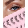 thumbnail image 1 of Natural Lashes Wispy Lashes Natural Look False Eyelashes Natural Flared Eyelashes False Eye Lashes Soft Fluffy Lashes 7 Pairs D-K06, Black, 1 of 16